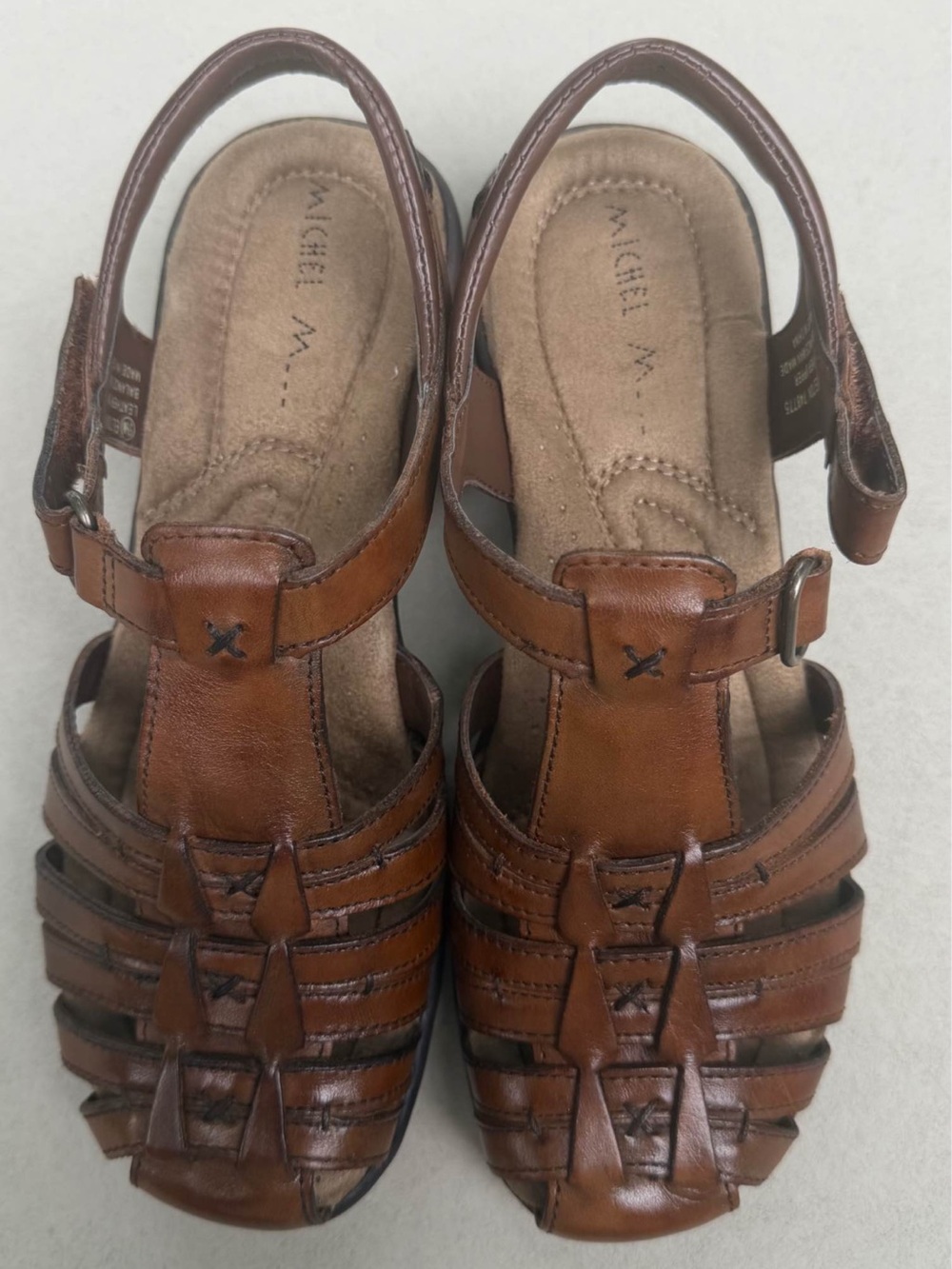 Women’s Brown Leather Hook-and-Loop Fisherman Sandals - Picture 2 of 5